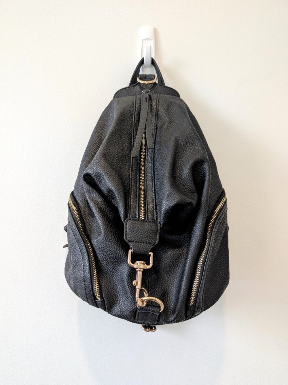 NWOT Black Pebbled Faux Leather Convertible Backpack